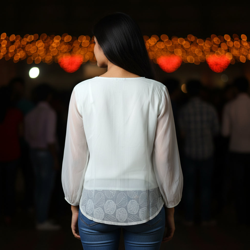 SKY BLUE CHIFFON TOP
