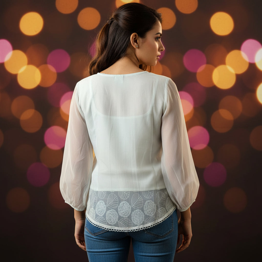 OFF WHITE CHIFFON TOP