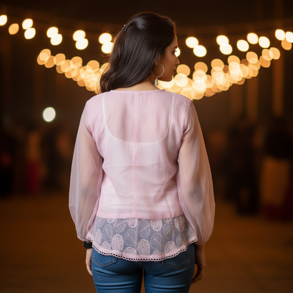 BABY PINK CHIFFON TOP