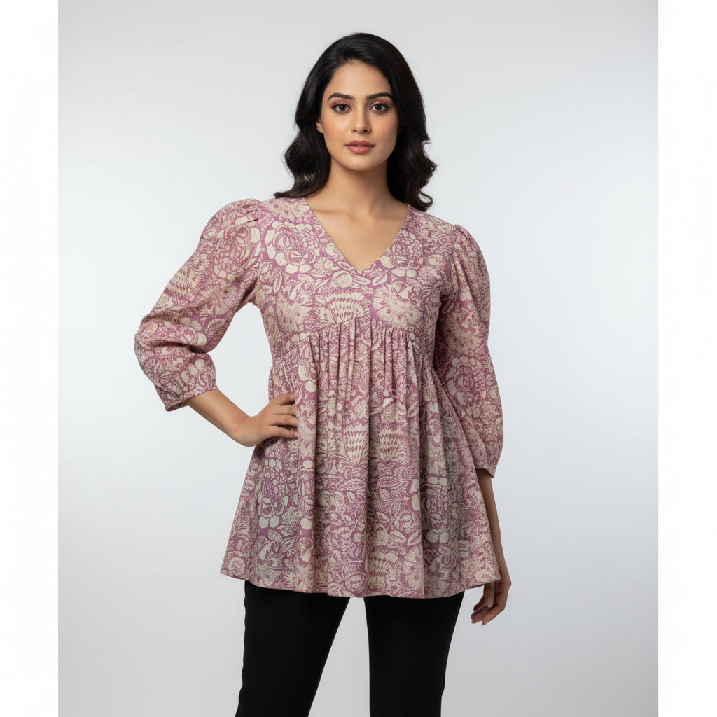 PRINTED PEPLUM TOP