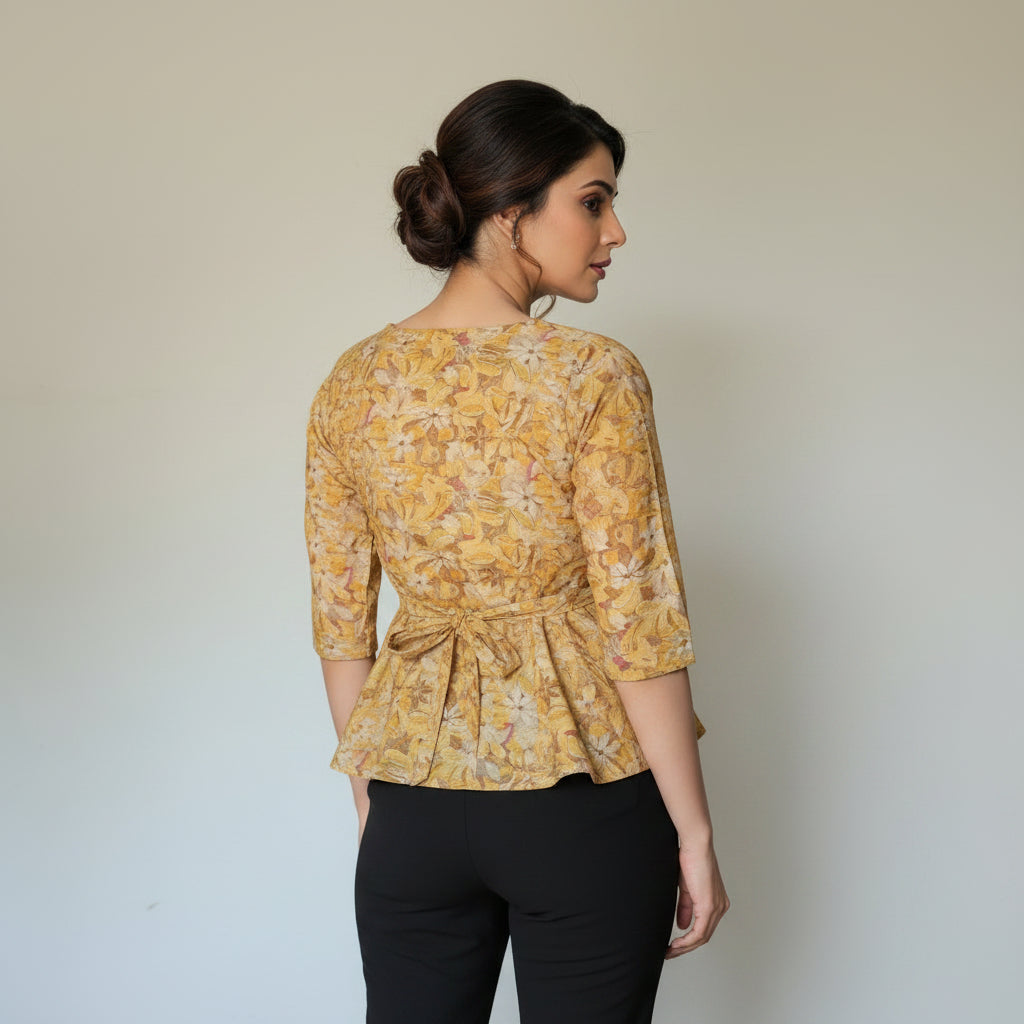PRINTED PEPLUM TOP