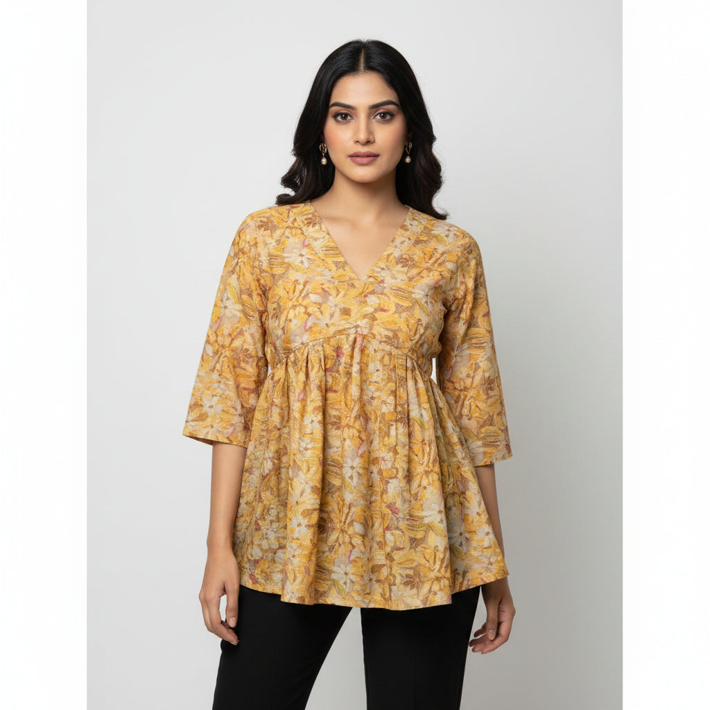 PRINTED PEPLUM TOP