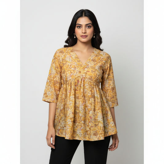 PRINTED PEPLUM TOP
