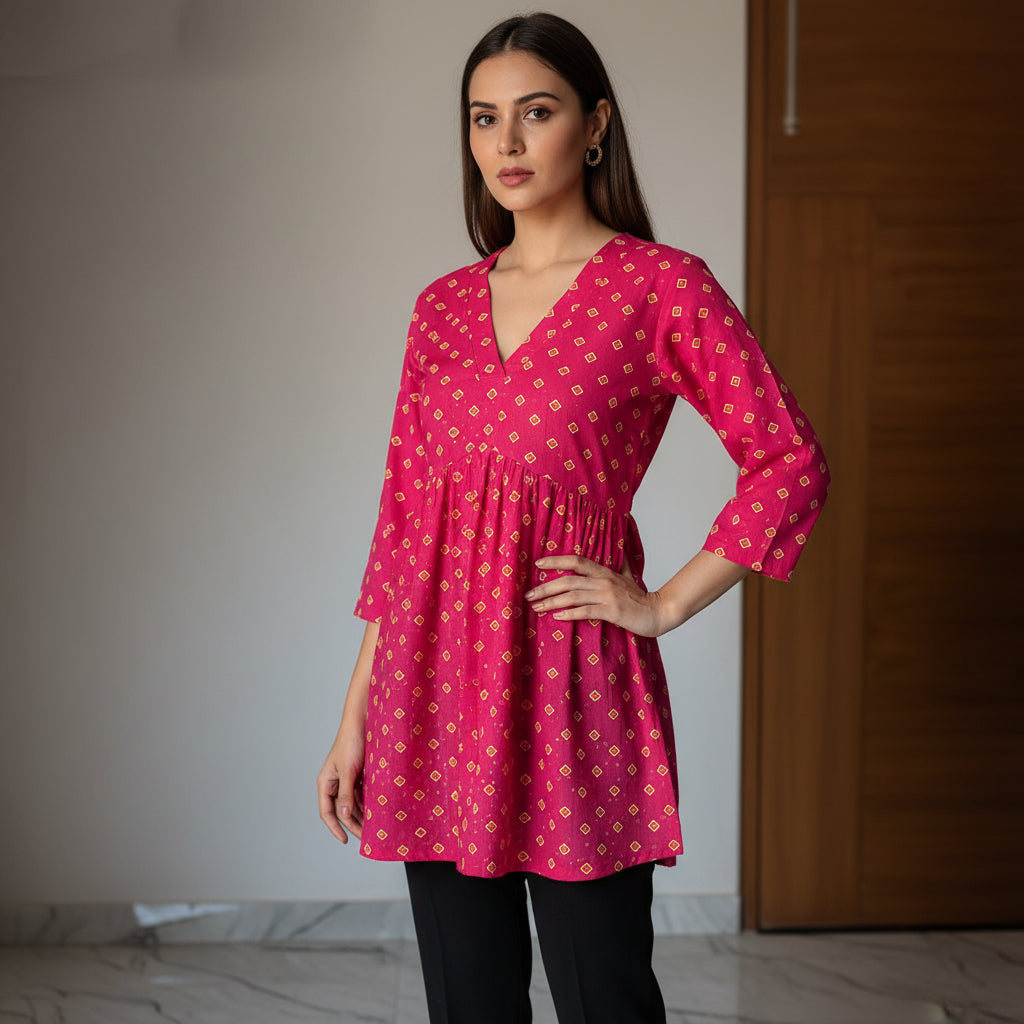 PRINTED PEPLUM TOP