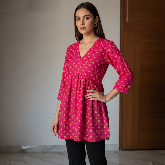 PRINTED PEPLUM TOP