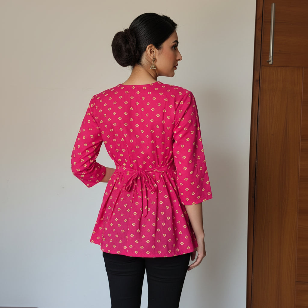 PRINTED PEPLUM TOP