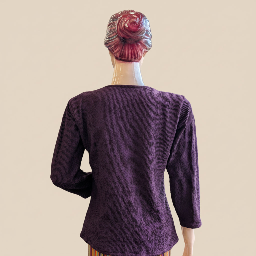 Plum Side-Gathered V-Neck Top