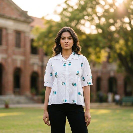Shirt Collar Peplum Top
