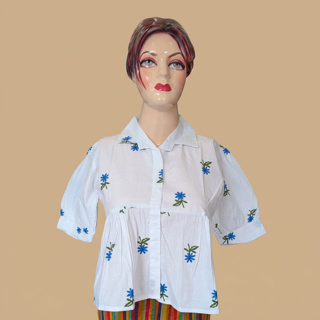Shirt Collar Peplum Top