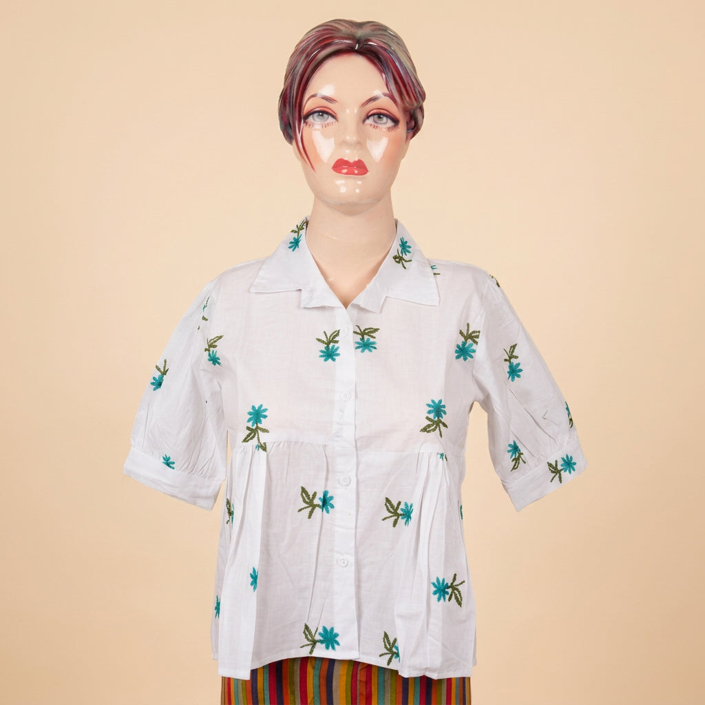 Shirt Collar Peplum Top