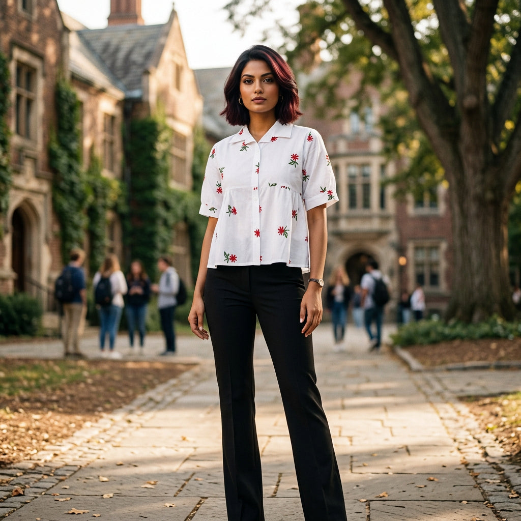 Shirt Collar Peplum Top