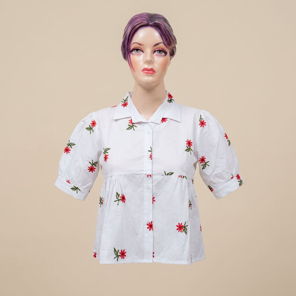 Shirt Collar Peplum Top