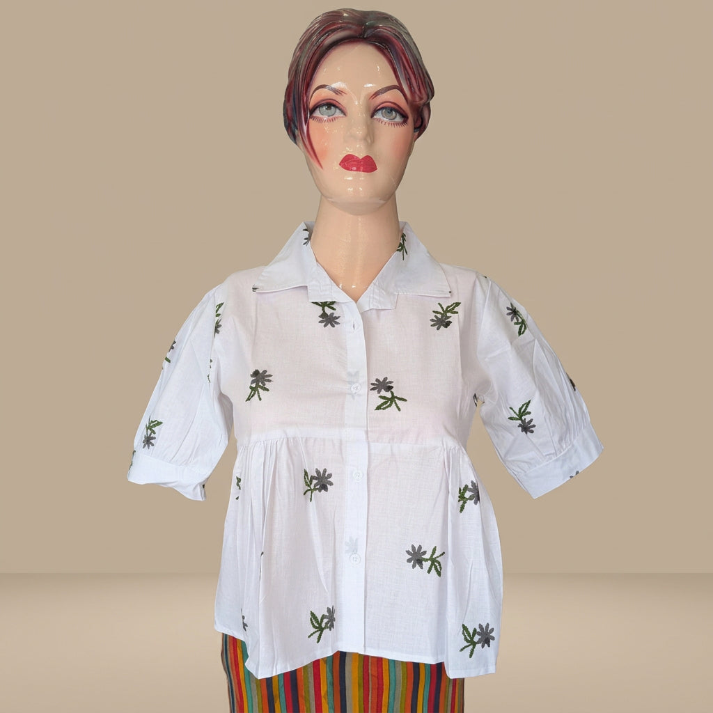 Shirt Collar Peplum Top