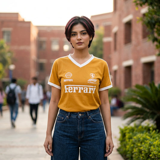 V-neck T-Shirt-Mustard