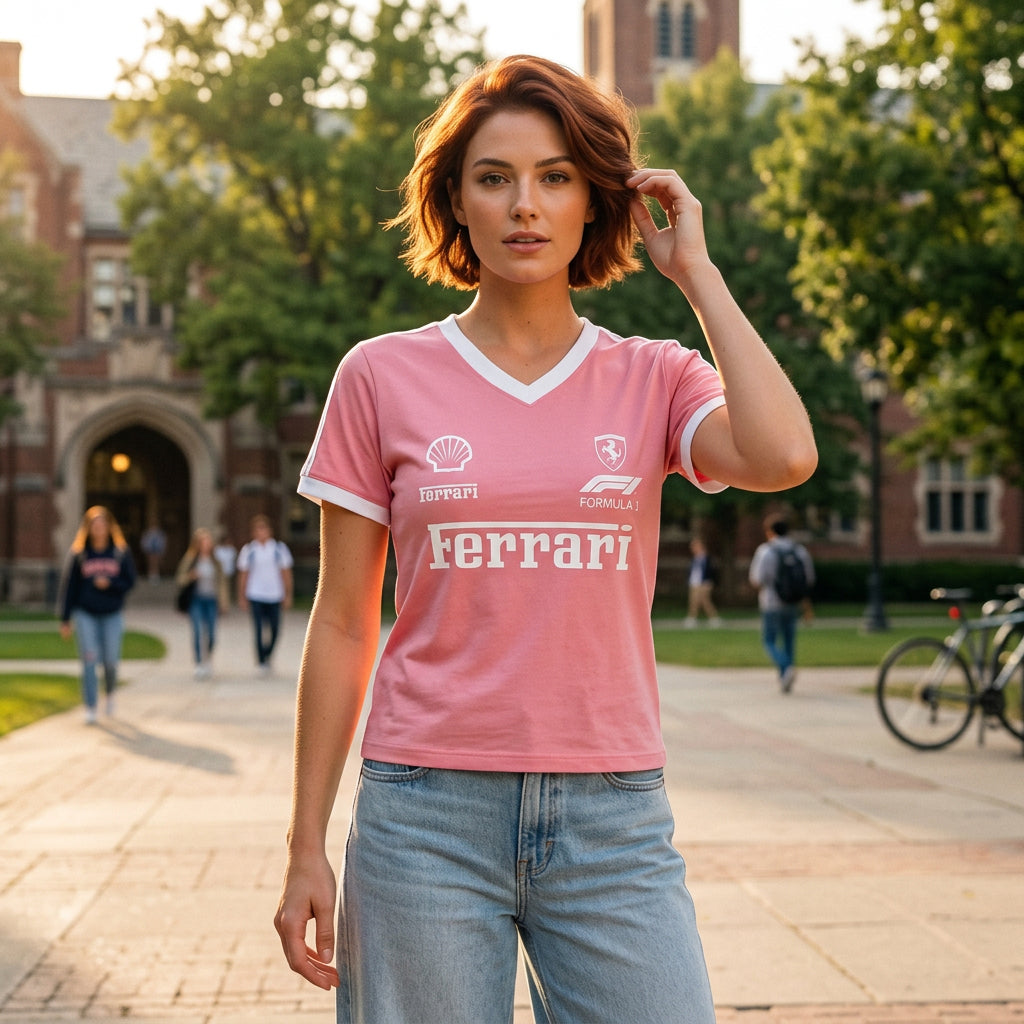 V-neck T-Shirt-Pink
