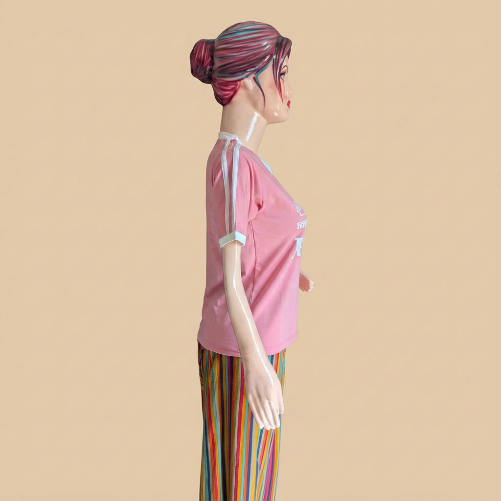 V-neck T-Shirt-Pink