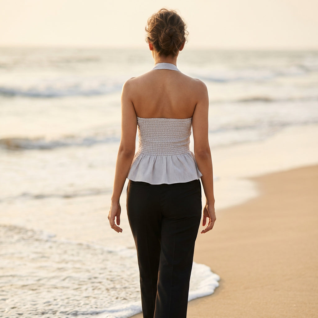 Halter Neck Top Light Grey