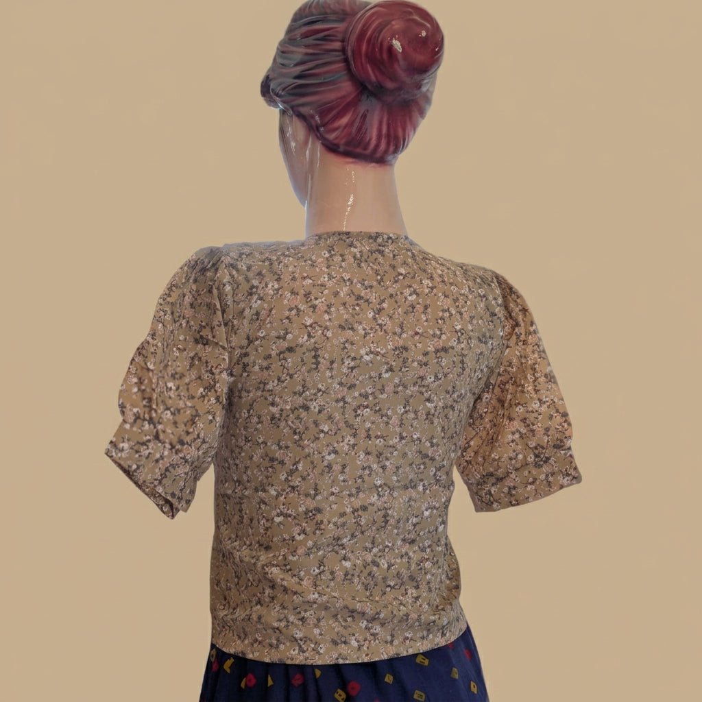 Peter Pan Collar Top-Brown