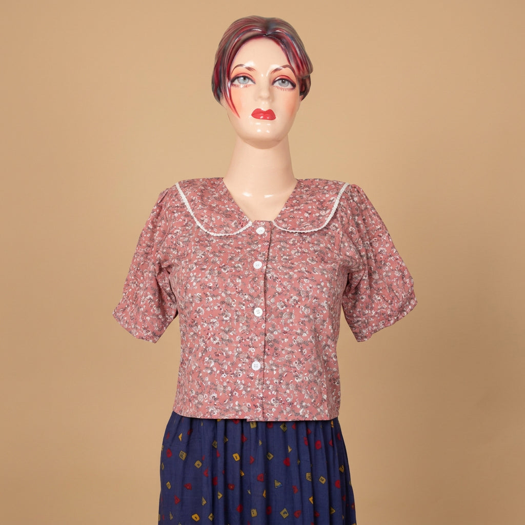Peter Pan Collar Top-Pink