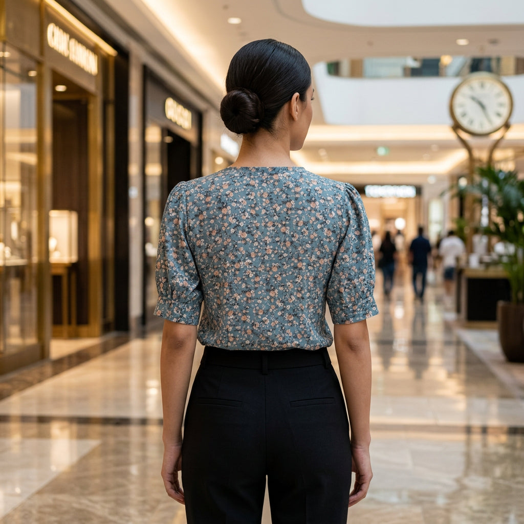 Peter Pan Collar Top-Blue