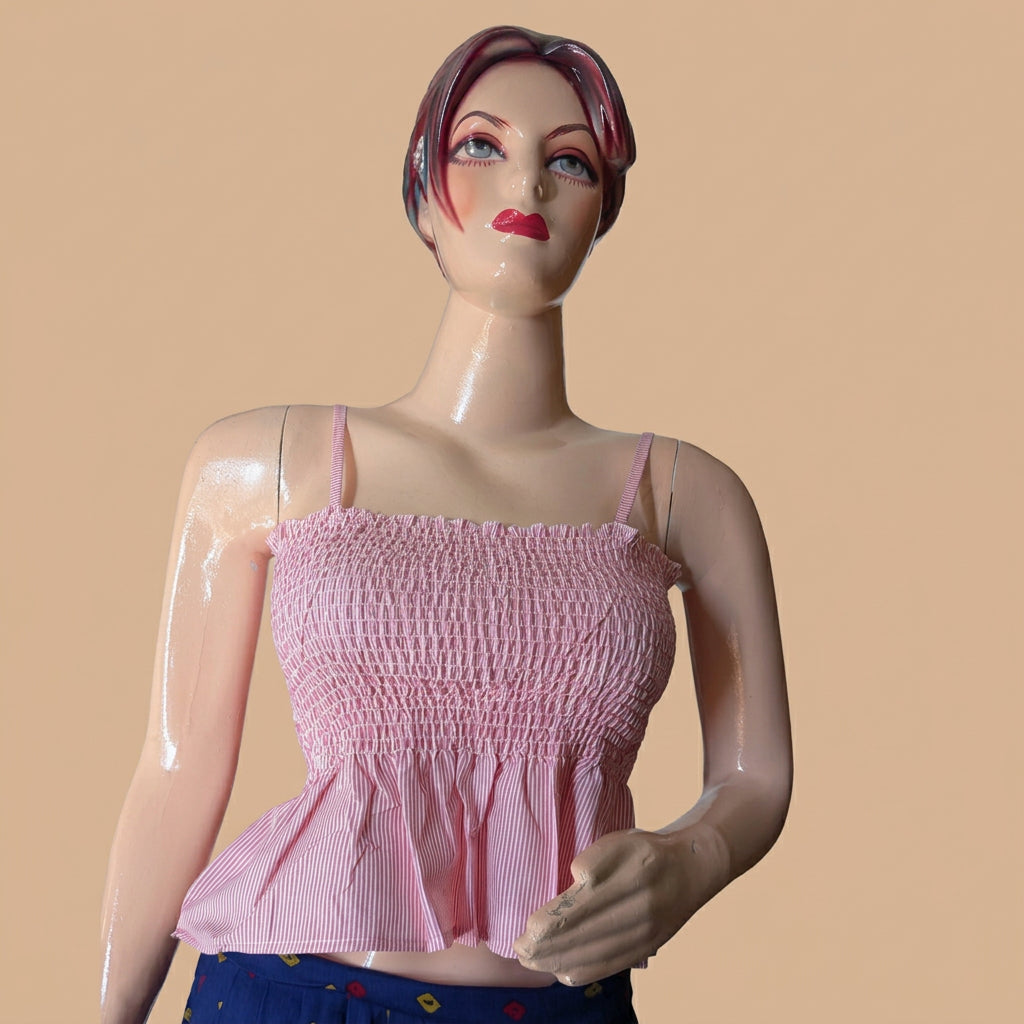 Pink Striped Two-Piece Shirt Set