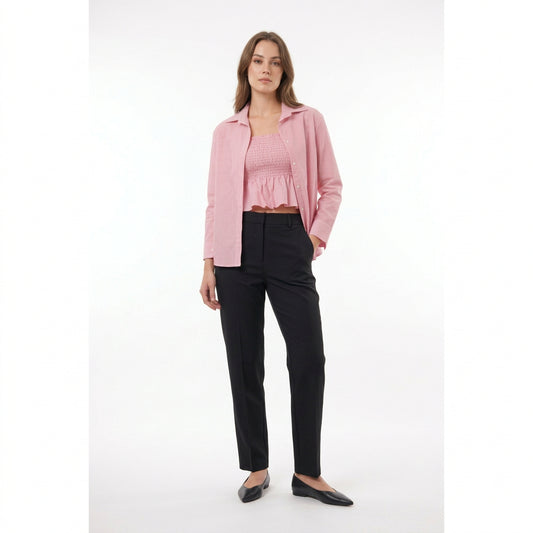 Pink Striped Two-Piece Shirt Set