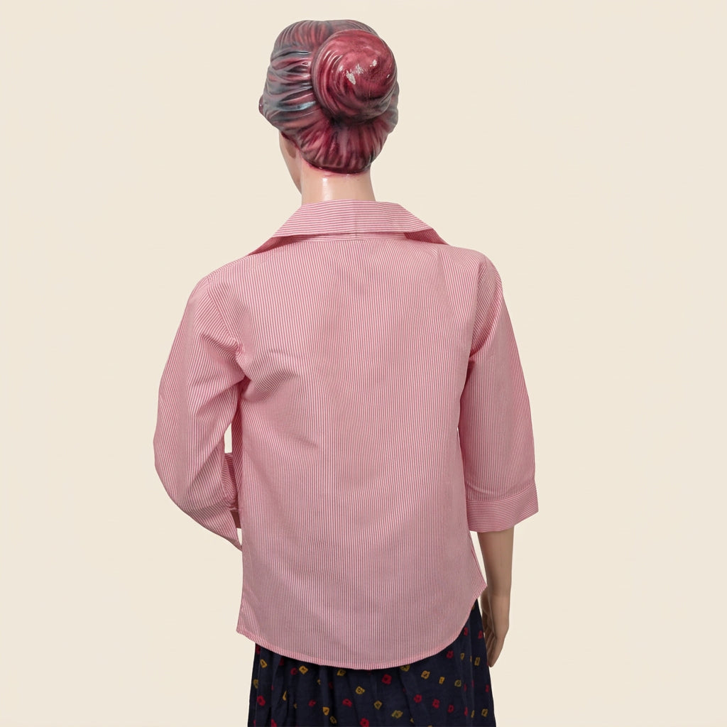Pink Striped Two-Piece Shirt Set