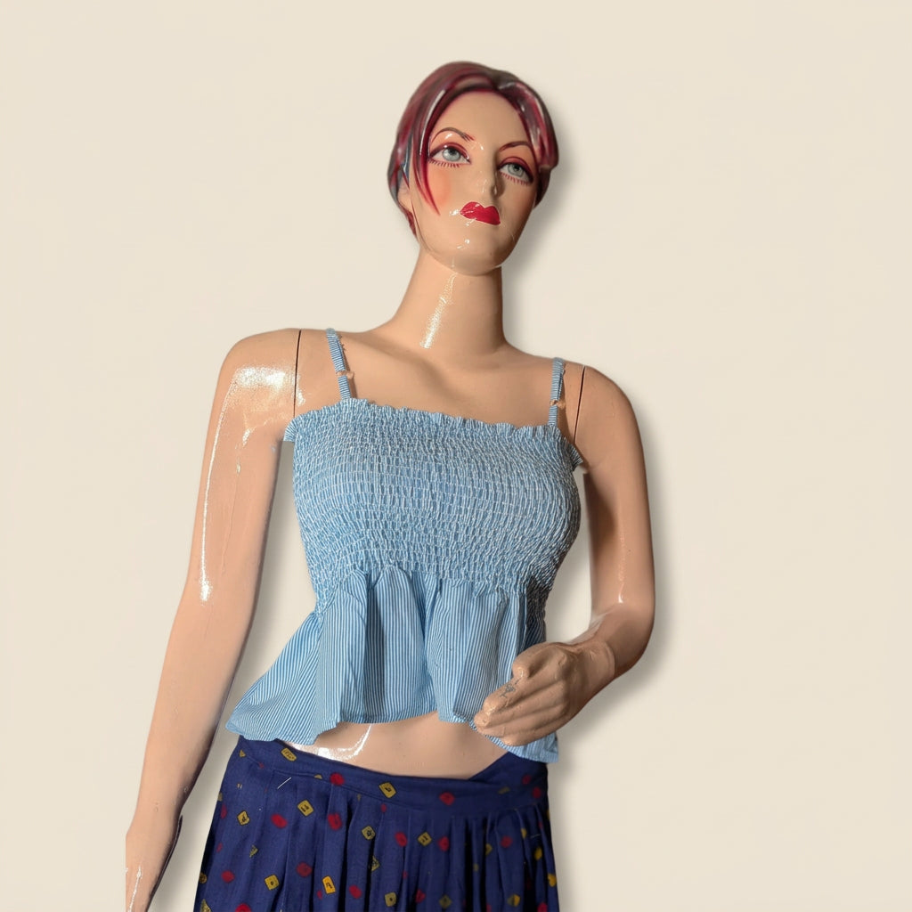 Blue Striped Two-Piece Shirt Set