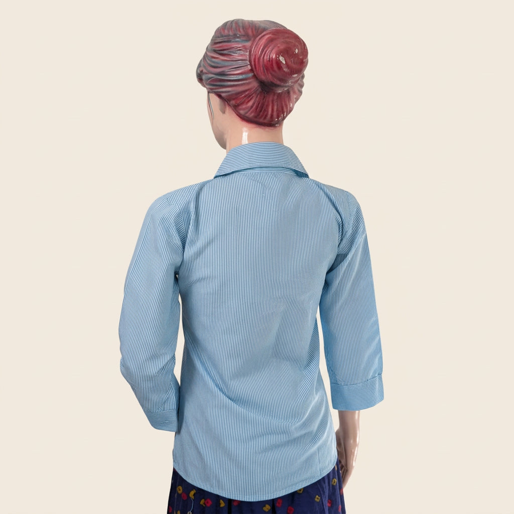 Blue Striped Two-Piece Shirt Set