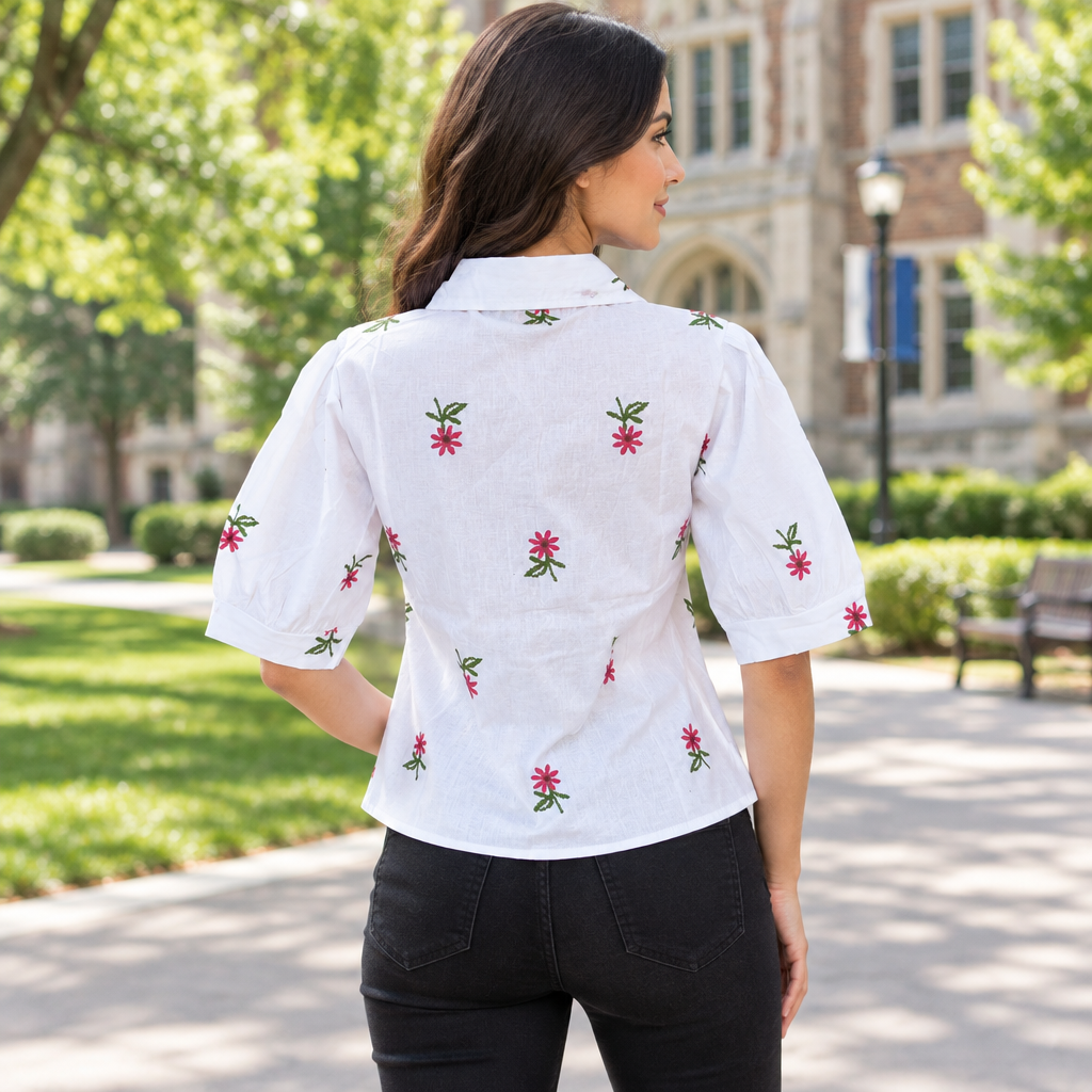 Back-view product lifestyle photo of the top
